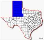 Map showing the counties of the Panhandle